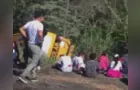 Acidente com ônibus escolar deixa feridos na região de Ortigueira