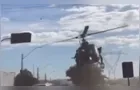 Helicóptero da PM bate em placa de trânsito durante pouso