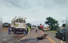 Motociclista fica ferido após colidir com caminhão na PR-092