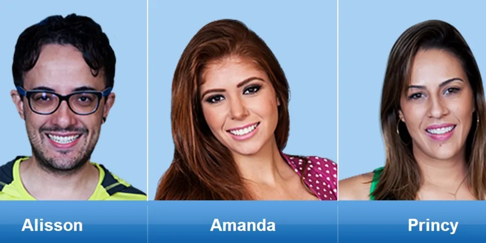 Imagem ilustrativa da imagem Alisson, Amanda e Princy estão no paredão do BBB