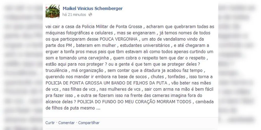 Imagem ilustrativa da imagem Empresário faz graves acusações contra a PM