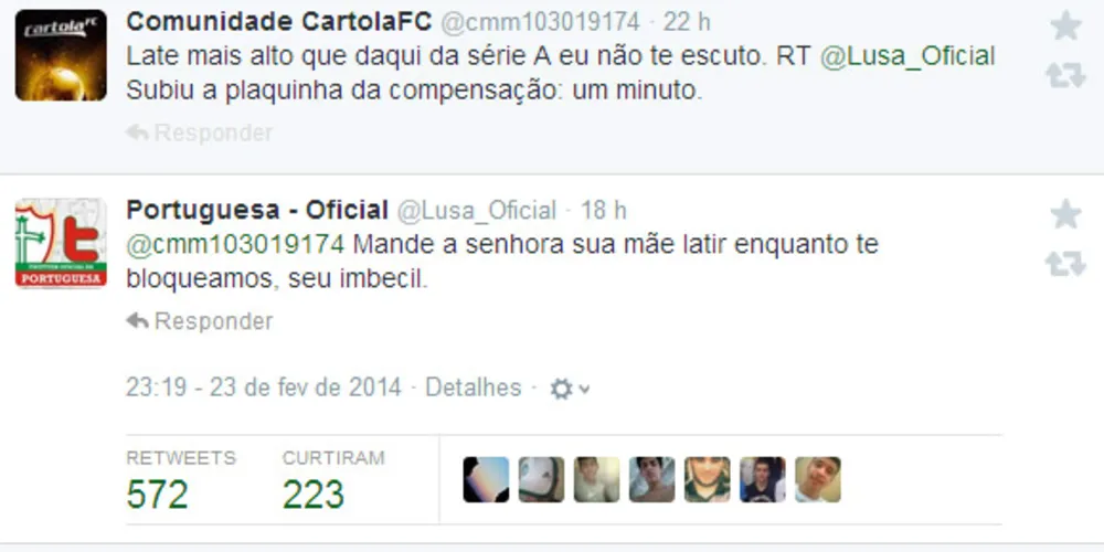 Imagem ilustrativa da imagem Pelo Twitter, assessor da Lusa bate boca com torcedor rival