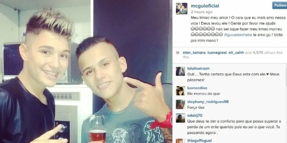 Imagem ilustrativa da imagem Morre irmão do funkeiro MC Gui, aos 17 anos