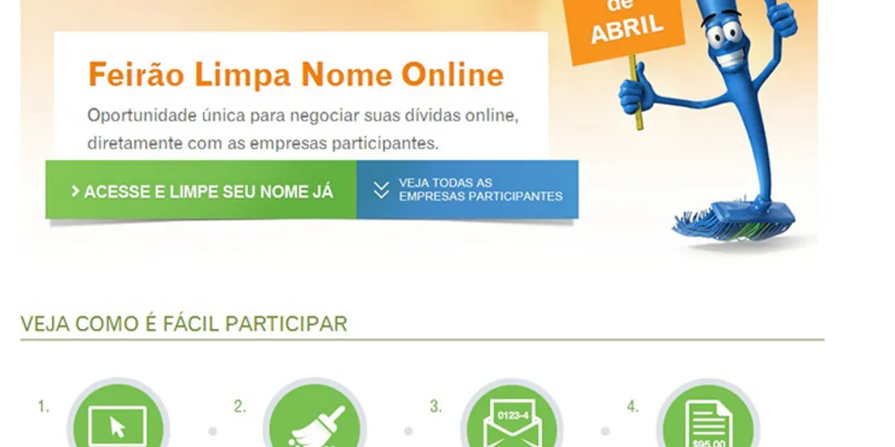 Imagem ilustrativa da imagem Serasa faz feirão online para limpar nome de consumidor