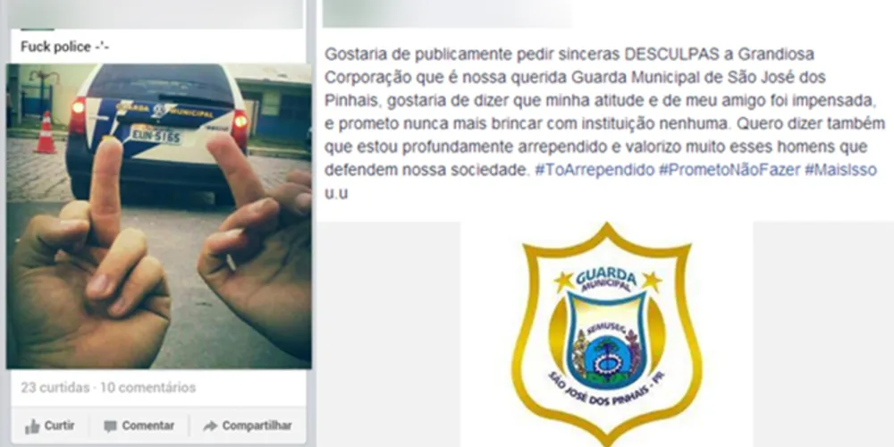 Imagem ilustrativa da imagem Rapaz posta foto contra Guarda Municipal e pede desculpas