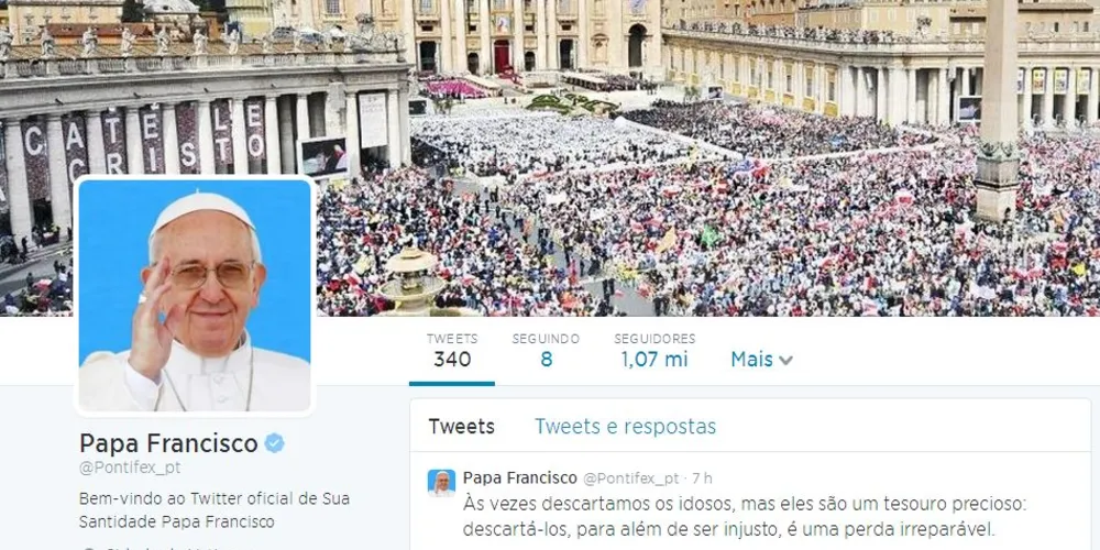 Imagem ilustrativa da imagem Papa supera os 14 milhões de seguidores no Twitter