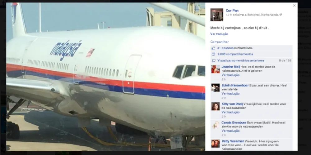 Imagem ilustrativa da imagem Holandês postou foto do avião que caiu antes de embarcar