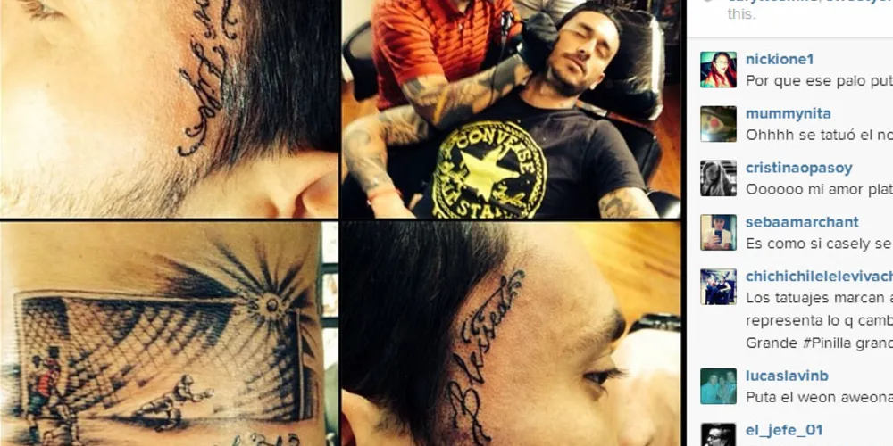 Imagem ilustrativa da imagem Atacante chileno tatua lance que quase tirou Brasil da Copa