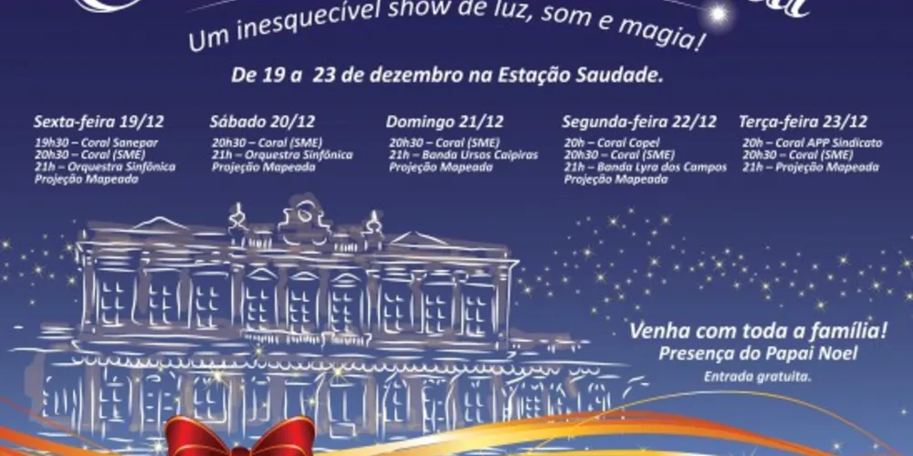 Imagem ilustrativa da imagem Estação Saudade terá apresentações de Natal