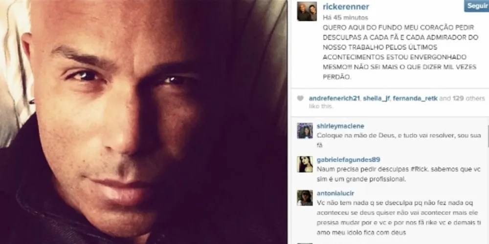 Imagem ilustrativa da imagem Rick se diz envergonhado por acidente de Renner