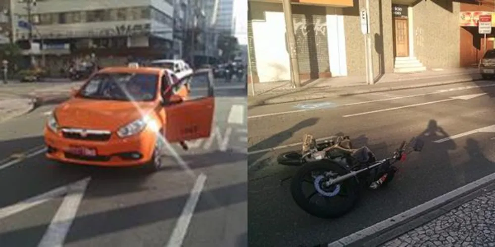 Imagem ilustrativa da imagem Garupa de motocicleta fica ferido ao bater contra táxi no Centro
