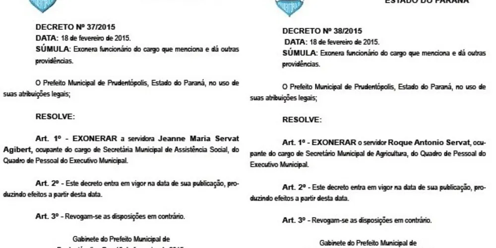 Imagem ilustrativa da imagem Esposa e cunhado de Gilvan são exonerados da Prefeitura
