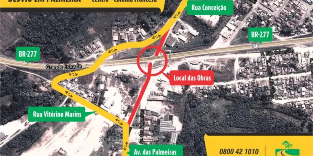 Imagem ilustrativa da imagem Obras na BR-277 provocam desvios no trânsito de Palmeira