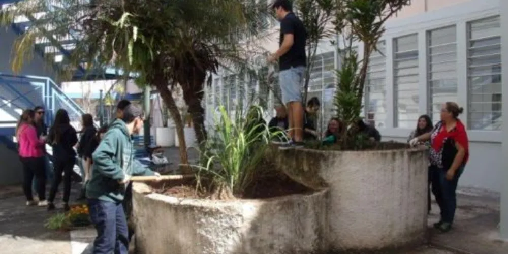 Imagem ilustrativa da imagem Alunos revitalizam canteiros do Campus da UEPG