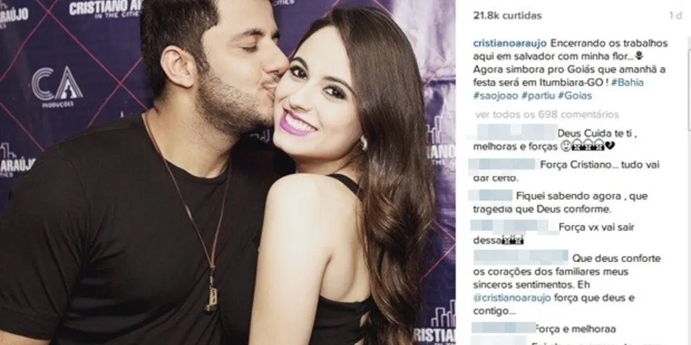 Imagem ilustrativa da imagem Cristiano Araújo sofre acidente de carro e fica em estado grave