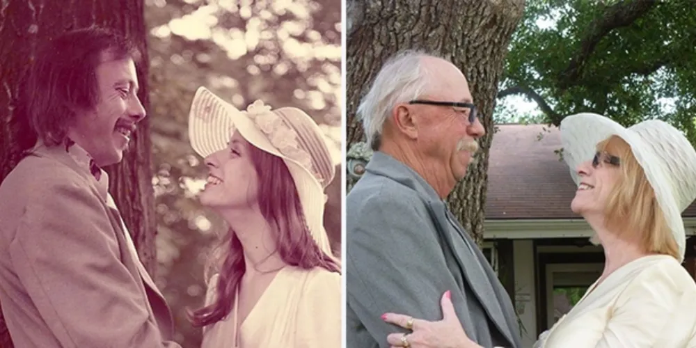 Imagem ilustrativa da imagem Idosos comemoram 40 anos de casados recriando fotos do casamento