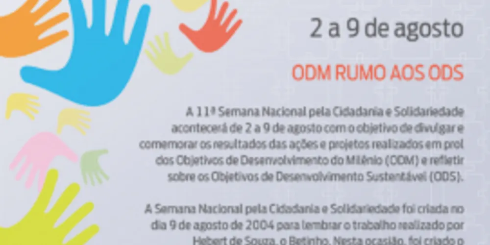 Imagem ilustrativa da imagem Semana Nacional pela Cidadania e Solidariedade incentiva ações em prol dos ODM