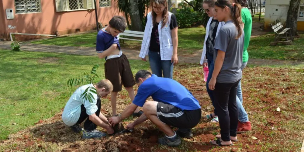 Imagem ilustrativa da imagem Alunos da Apae realizam plantio de árvores no centro da cidade