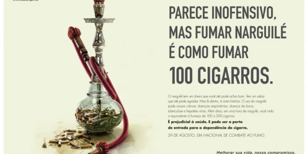 Imagem ilustrativa da imagem Mais de 212 mil brasileiros admitem usar narguilé