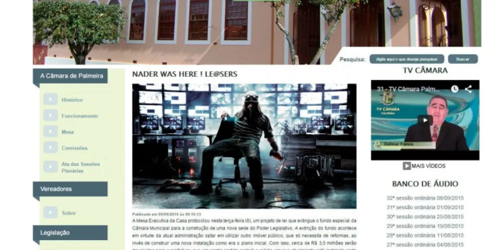 Imagem ilustrativa da imagem Hackers invadem site da Câmara de Palmeira