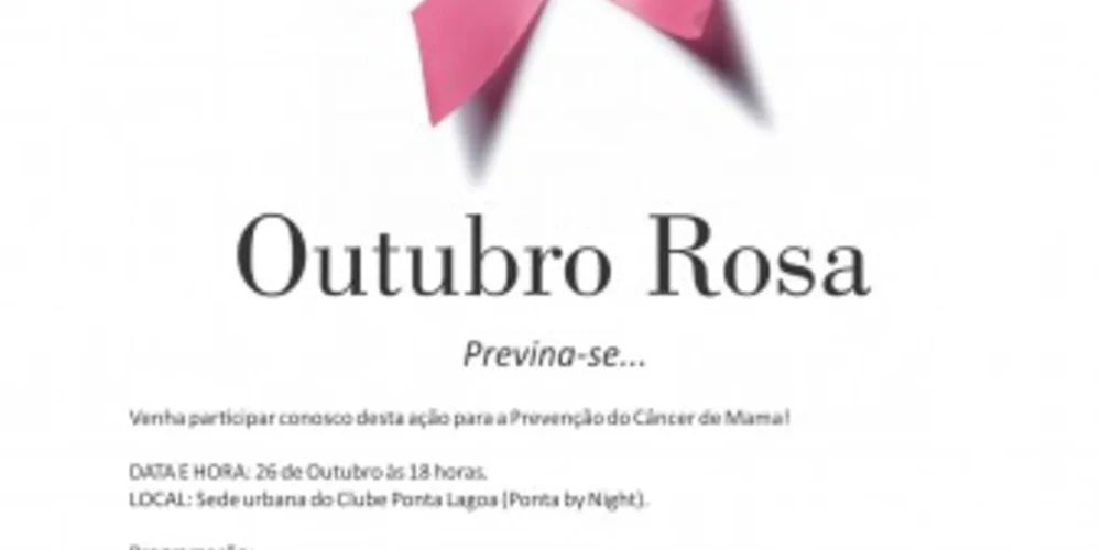 Imagem ilustrativa da imagem Entidades regionais se unem por “Outubro Rosa”
