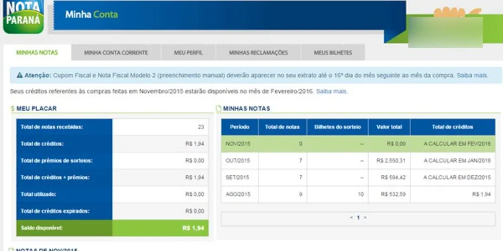 Imagem ilustrativa da imagem Devolução “baixinha” do 'Nota Paraná' desanima população