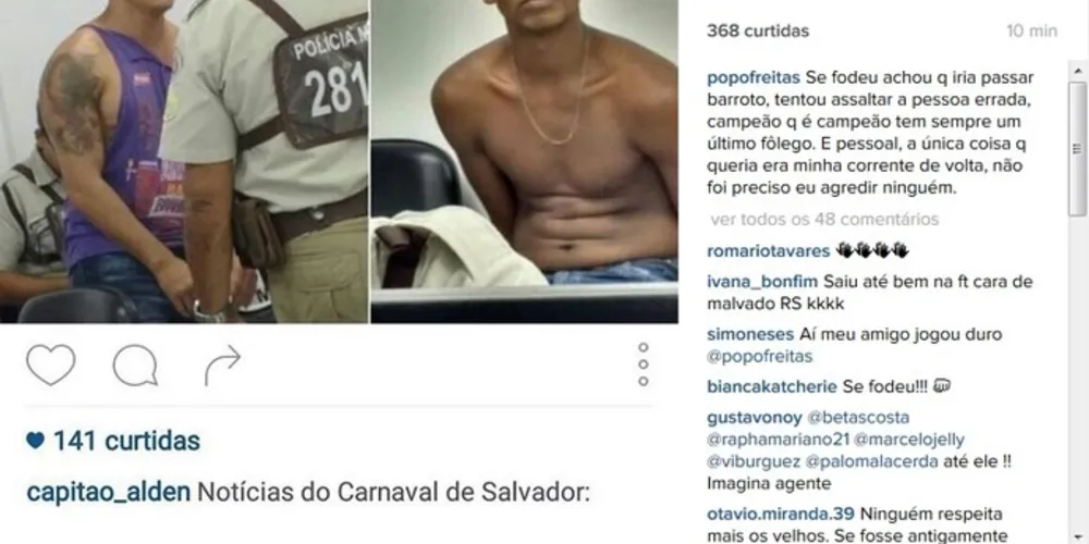 Imagem ilustrativa da imagem Popó é roubado, persegue ladrão e recupera joia