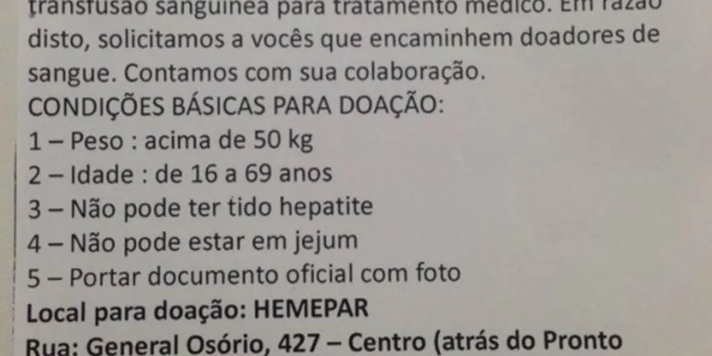 Imagem ilustrativa da imagem Família pede doações de sangue para realizar cirurgia em PG