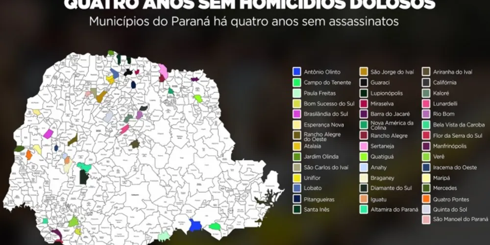 Imagem ilustrativa da imagem PR tem 43 cidades sem assassinatos há quatro anos