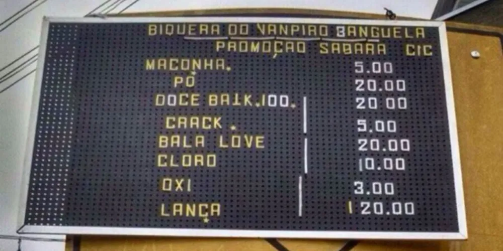 Imagem ilustrativa da imagem Tabela com valores de drogas em Curitiba viraliza na rede